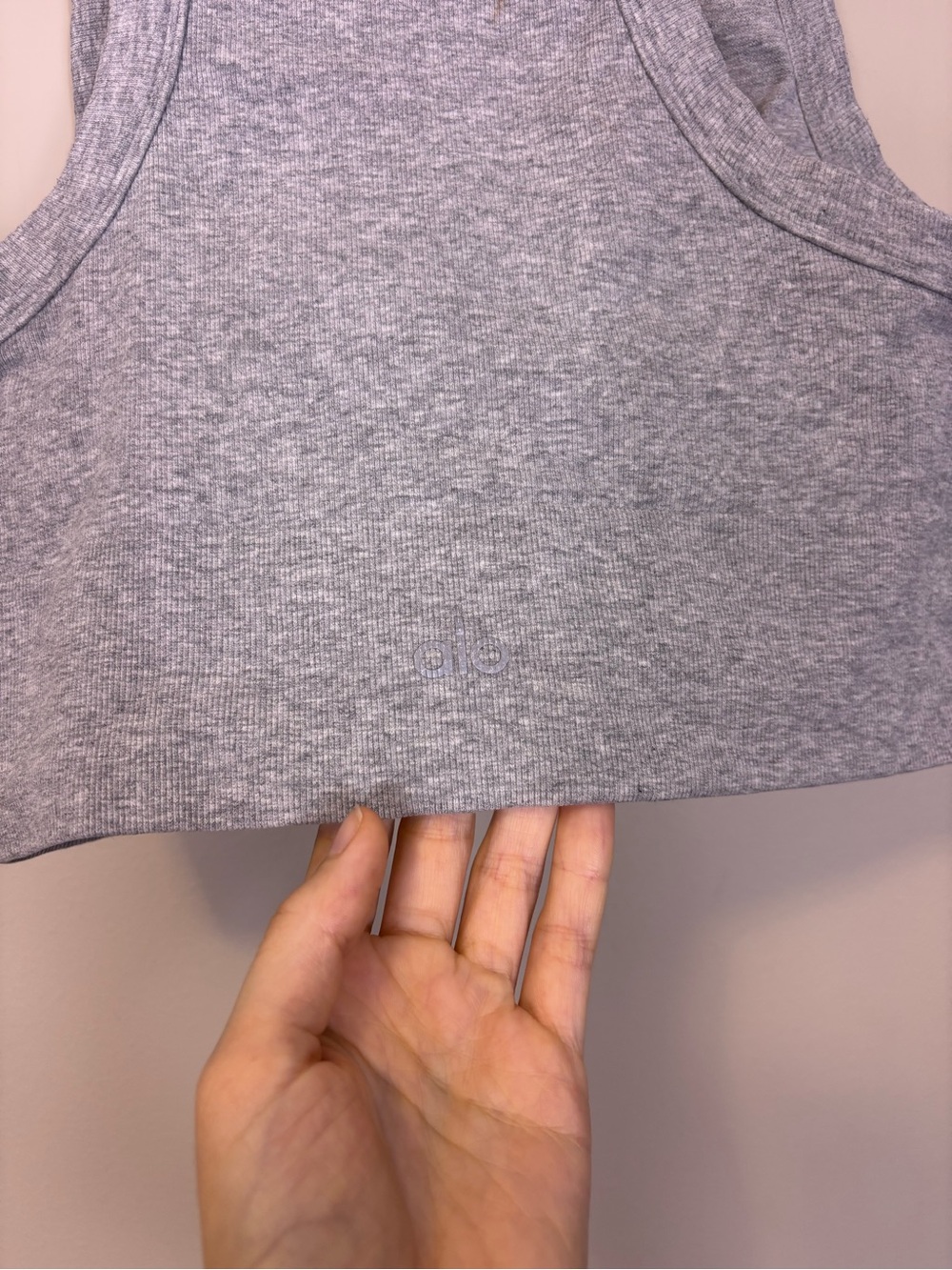ALO Yoga Gray Cropped Tank - Ribbed Racerback Small - Picture 4 of 4